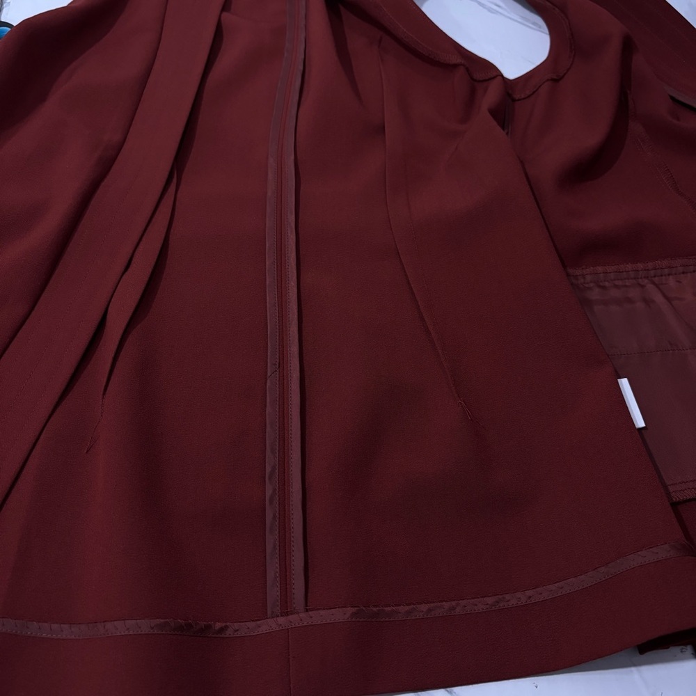 Reitmans Petite 2 Rust Belted Sleeveless Blazer Vest Tailored Wrap Front Career - Picture 10 of 15